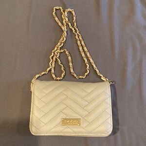 bebe Quilted Crossbody Bag Gray Gold Chain Strap Flap Y2K Shoulder Purse